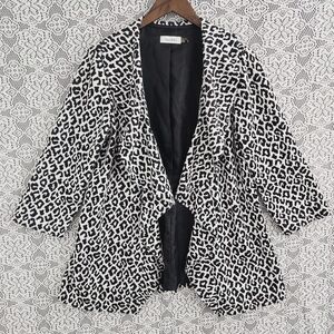 Calvin Klein Black and White Leopard Print Blazer